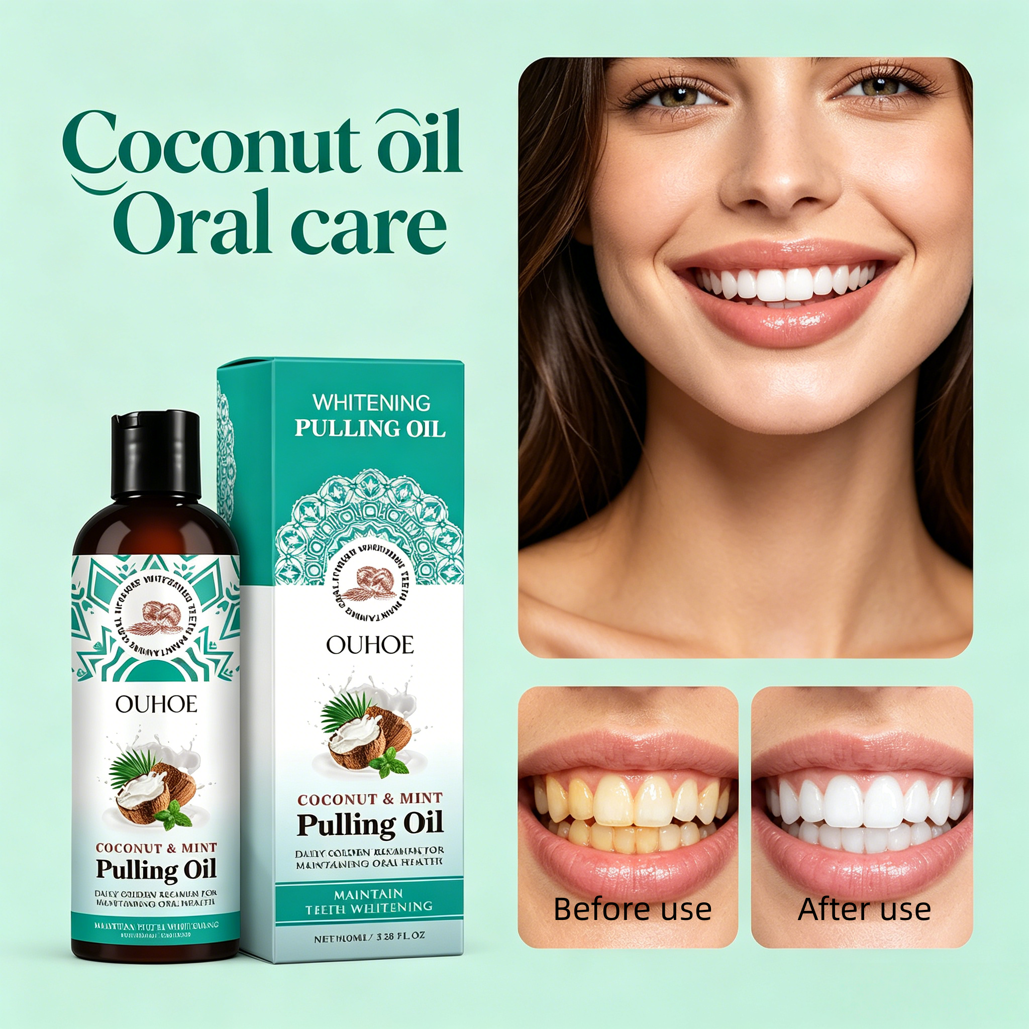 Health Wellness Product - Coconut Oil Mouthwash Alcohol-Free Protects Dental