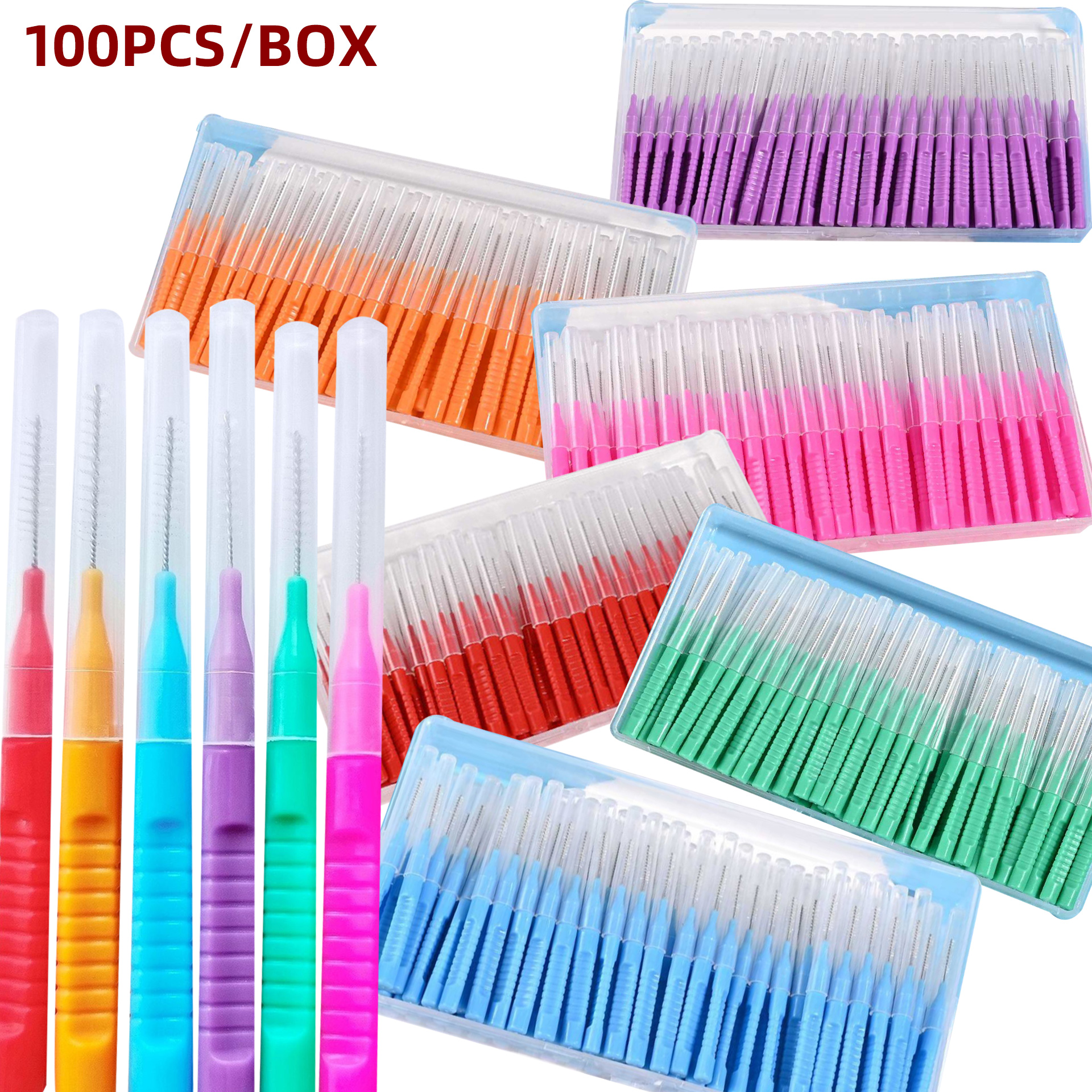 Health Wellness Product - 100Pcs 0.6-1.2mm Interdental Brushes Health Care