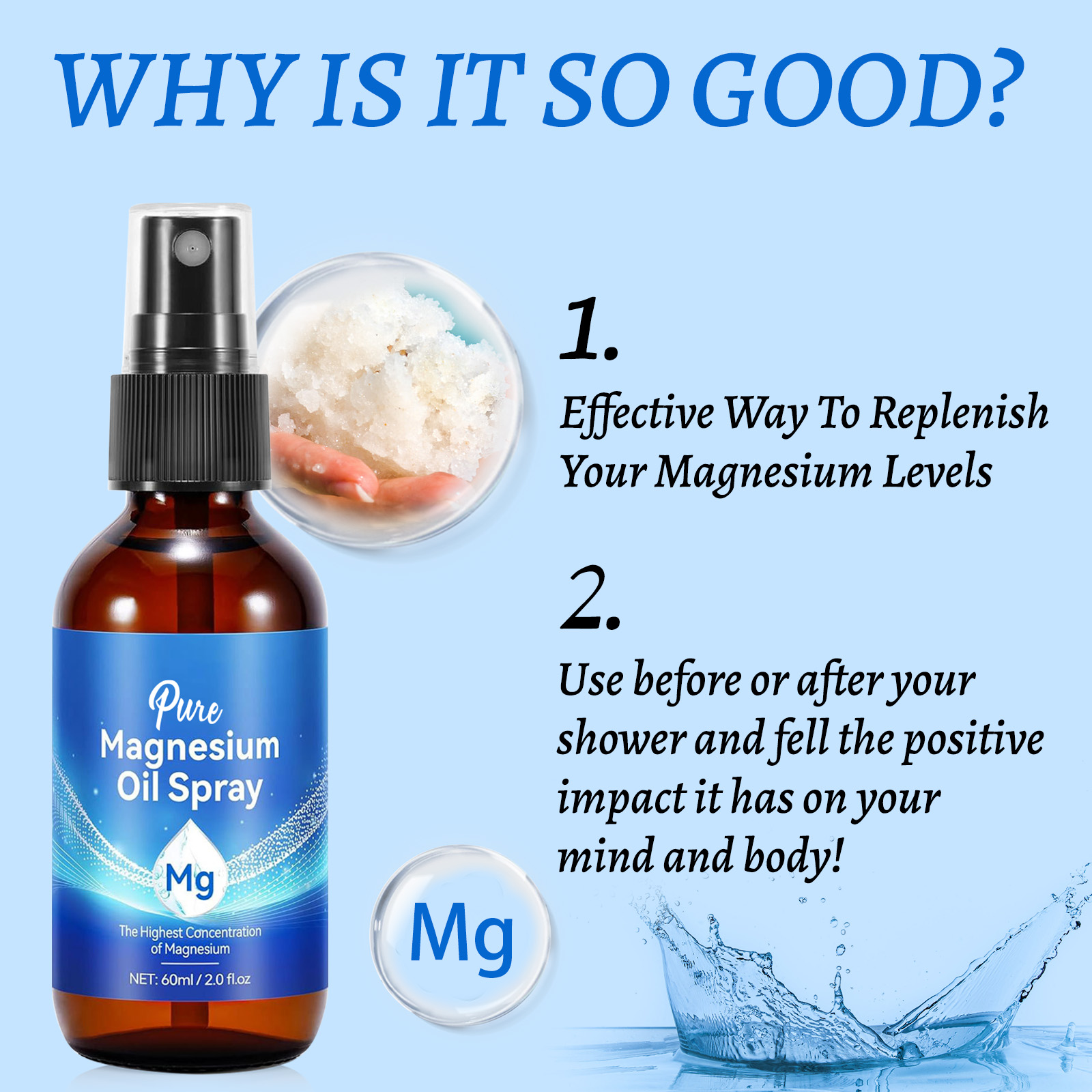 Natural Magnesium Oil 60ml - 1 – обзор и цена Bath Salts Magnesium